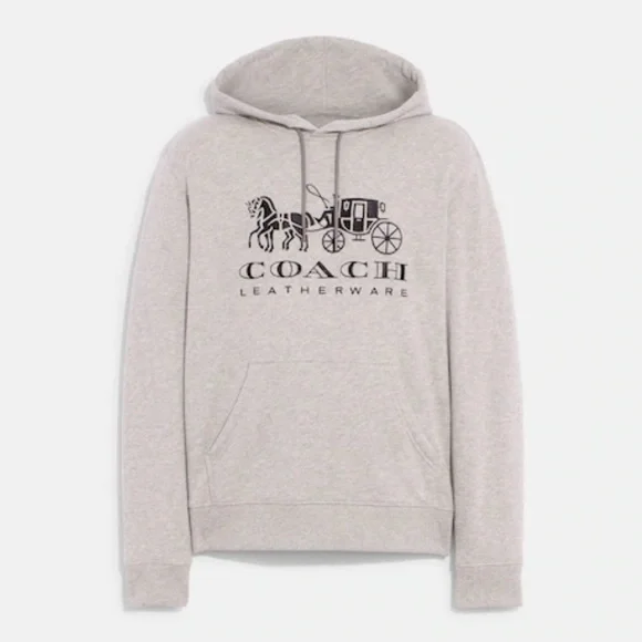 NWT Gray COACH Men’s Hoodie, Embroidery Horse & Carriage Logo - Picture 1 of 5